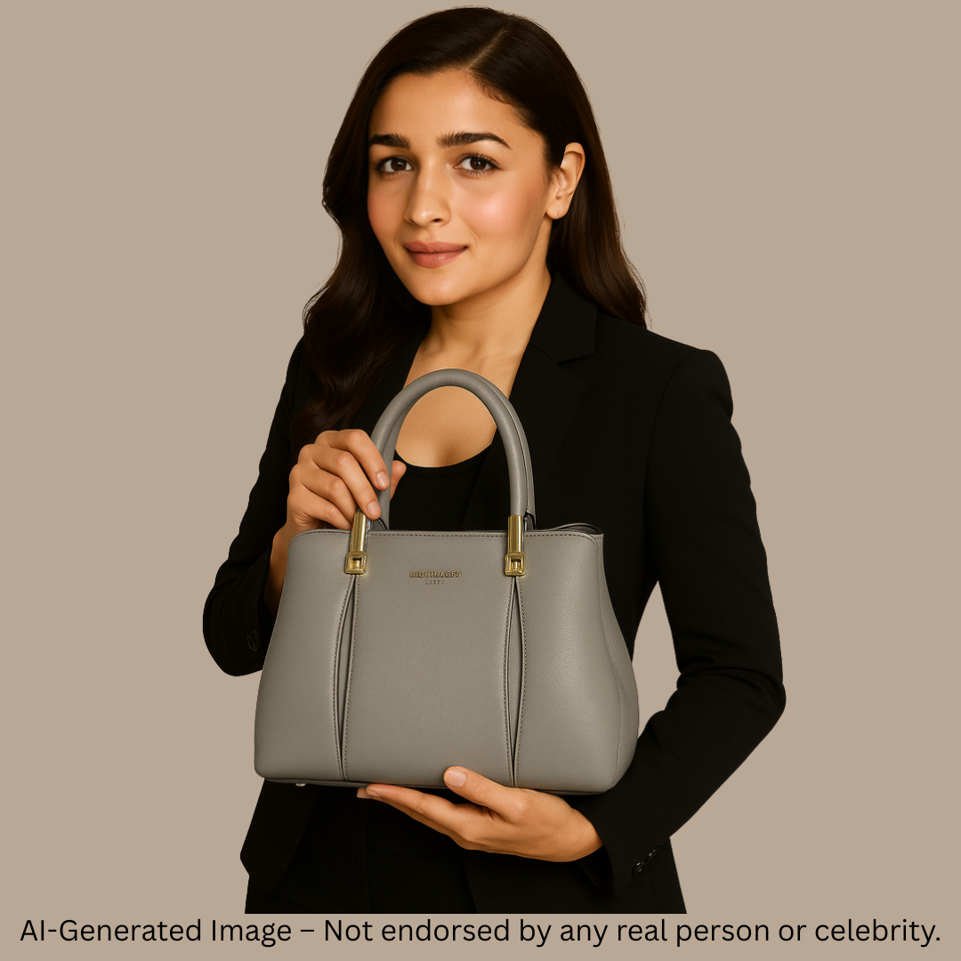 Classic Black Structured Handbag with Gold Detailing – Premium Finish