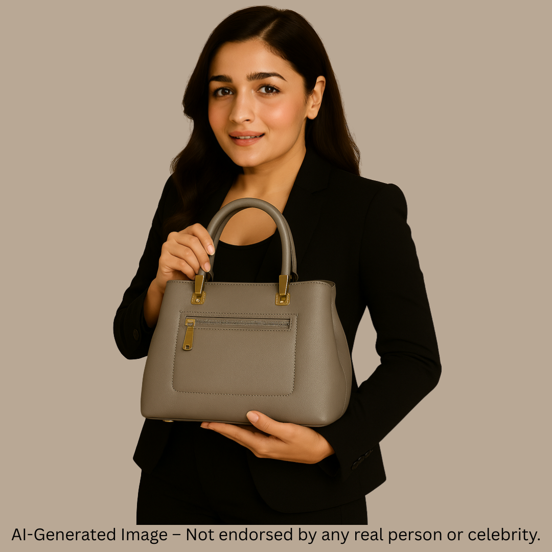Classic Black Structured Handbag with Gold Detailing – Premium Finish