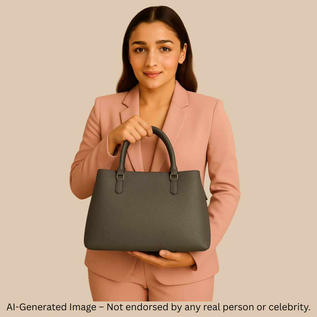 Black Cherry Charm Handbag – Elegant Faux Leather Tote