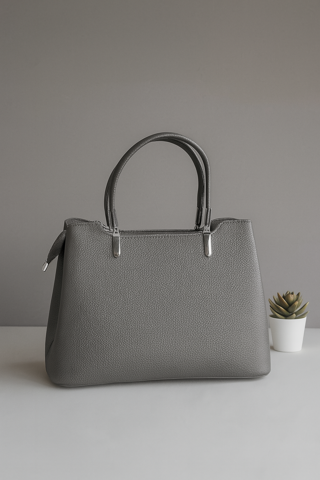 Black Cherry Charm Handbag – Elegant Faux Leather Tote