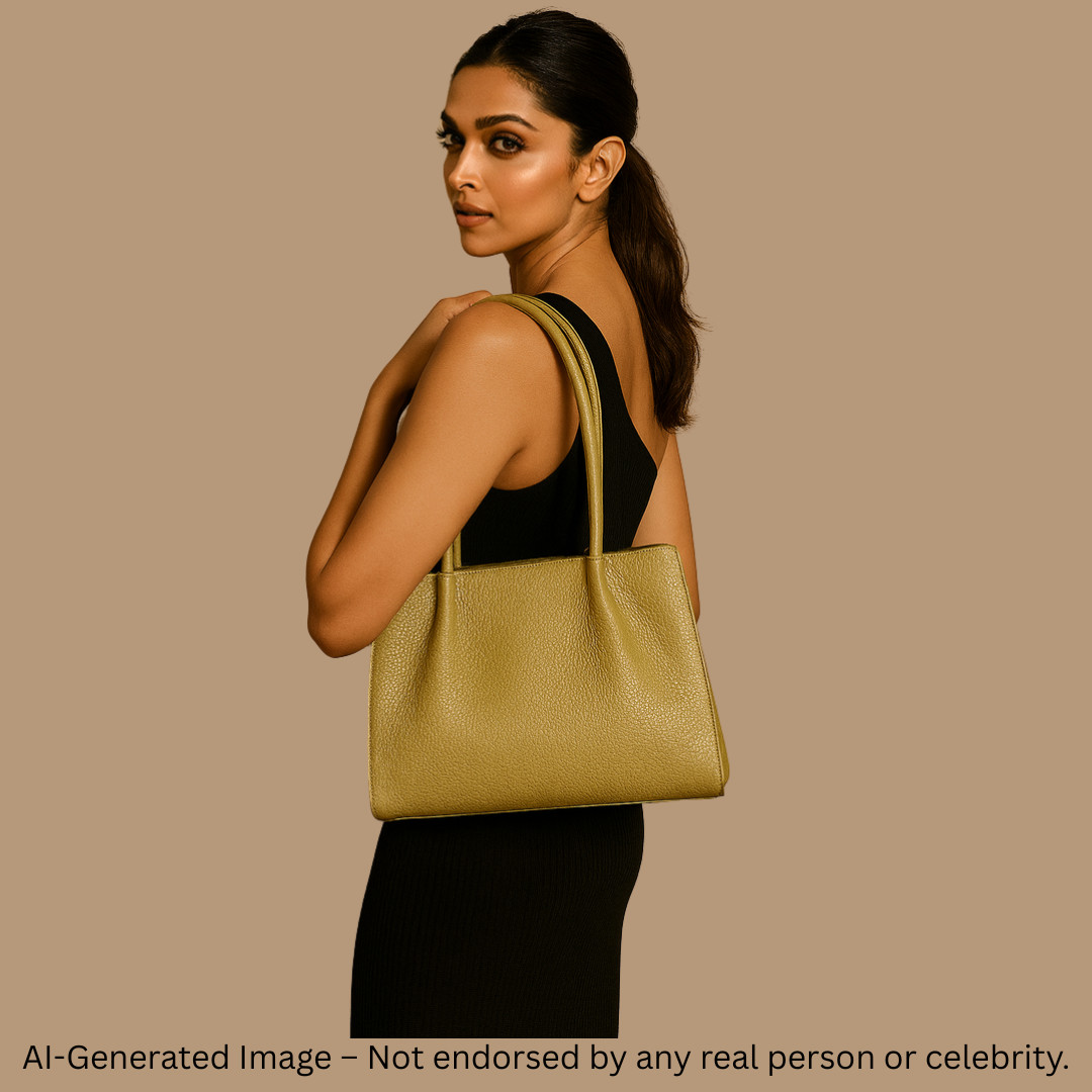 Premium Black Textured Leather Handbag with Chain Accent