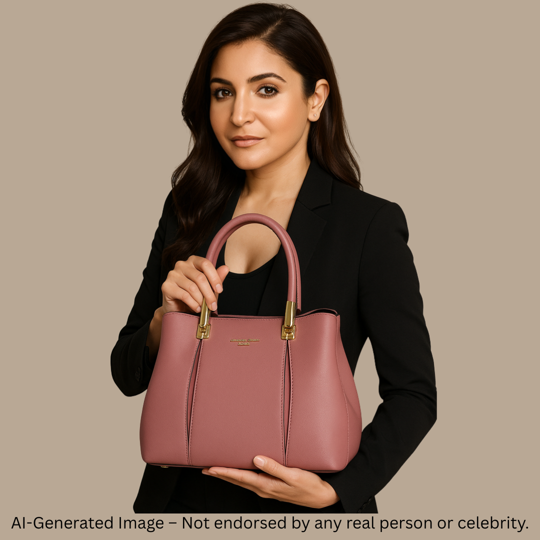 Classic Black Structured Handbag with Gold Detailing – Premium Finish