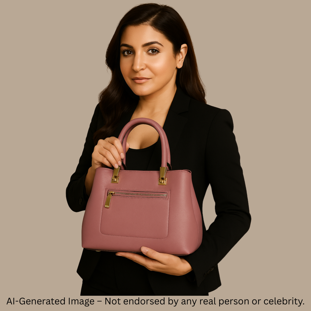 Classic Black Structured Handbag with Gold Detailing – Premium Finish