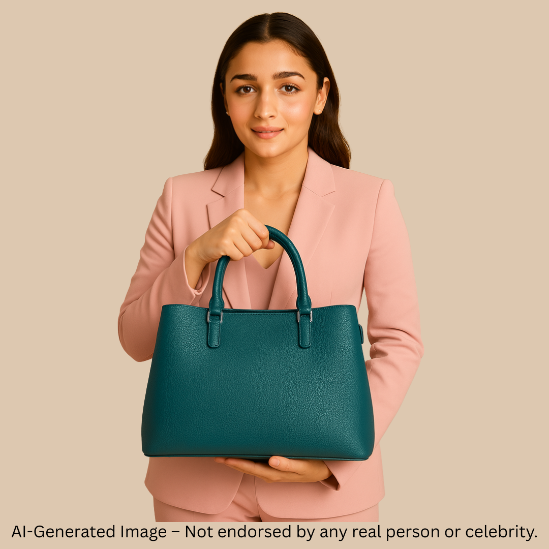 Black Cherry Charm Handbag – Elegant Faux Leather Tote