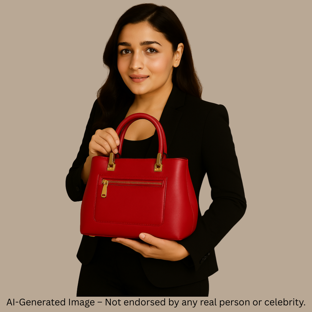 Classic Black Structured Handbag with Gold Detailing – Premium Finish