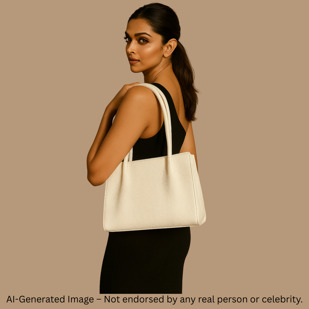 Premium Black Textured Leather Handbag with Chain Accent
