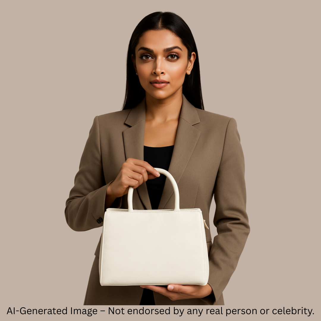 Structured Handbag with Round Flap & Detachable Strap