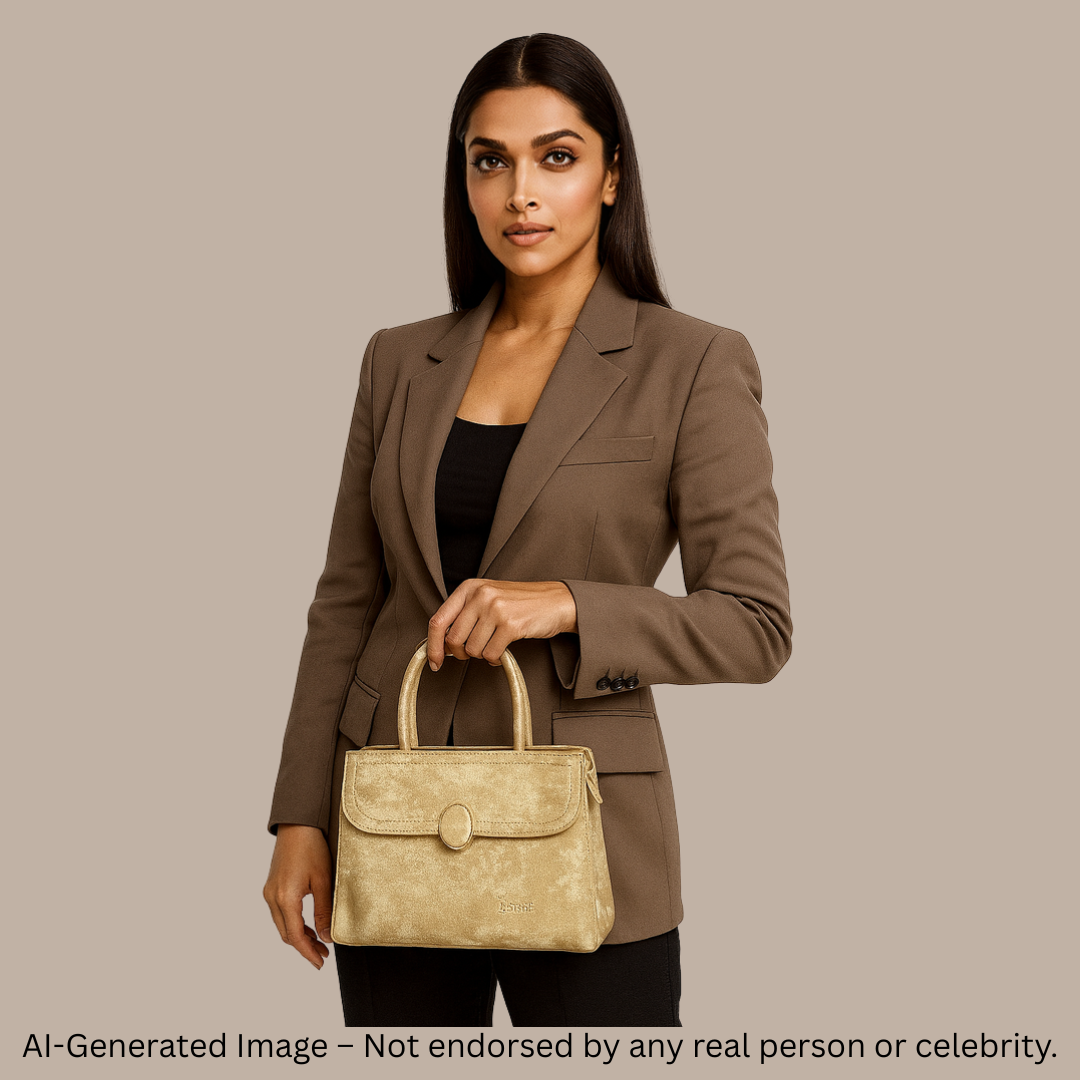 Structured Handbag with Round Flap & Detachable Strap