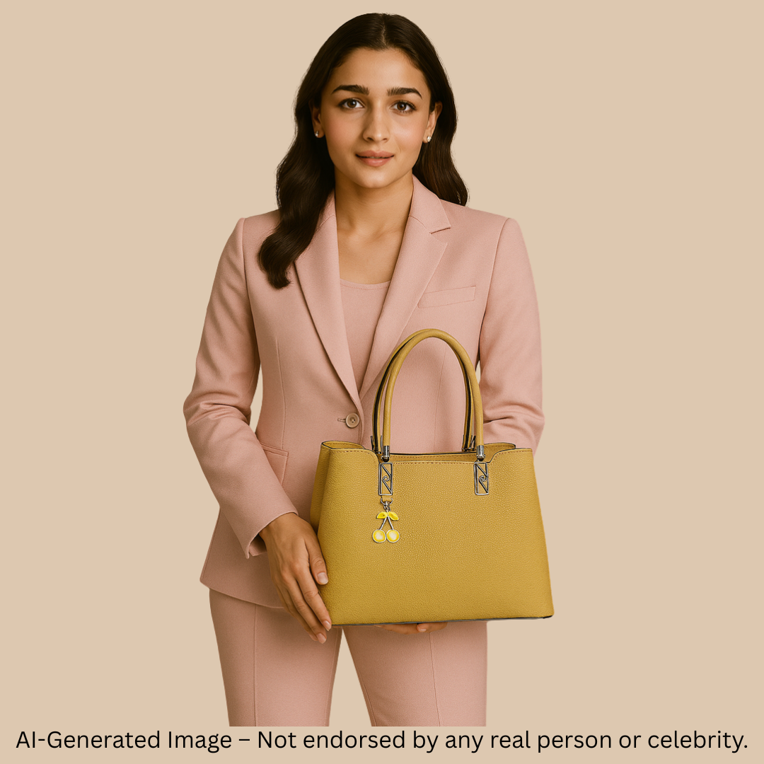 Black Cherry Charm Handbag – Elegant Faux Leather Tote