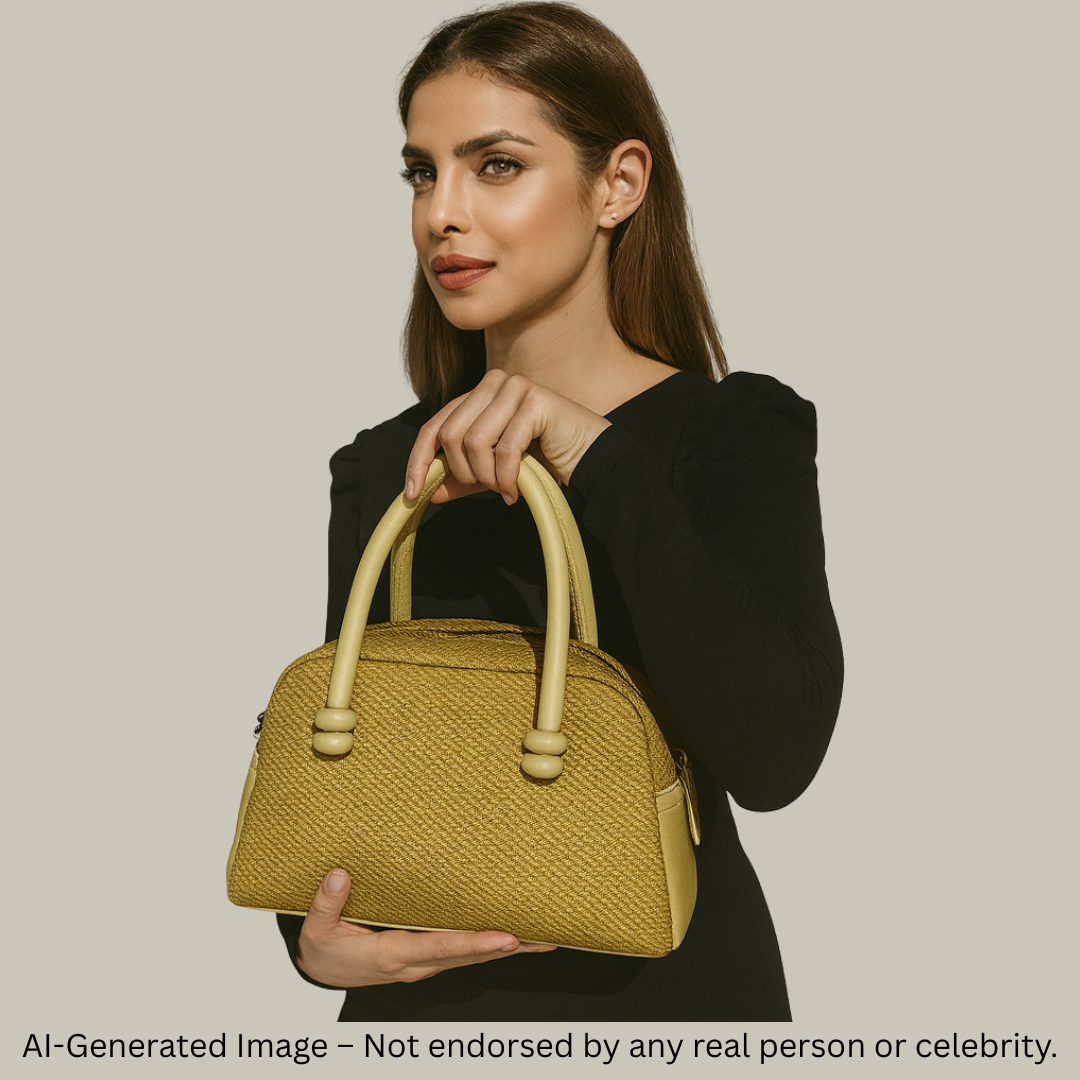 Textured Black Handbag with Scarf Detail