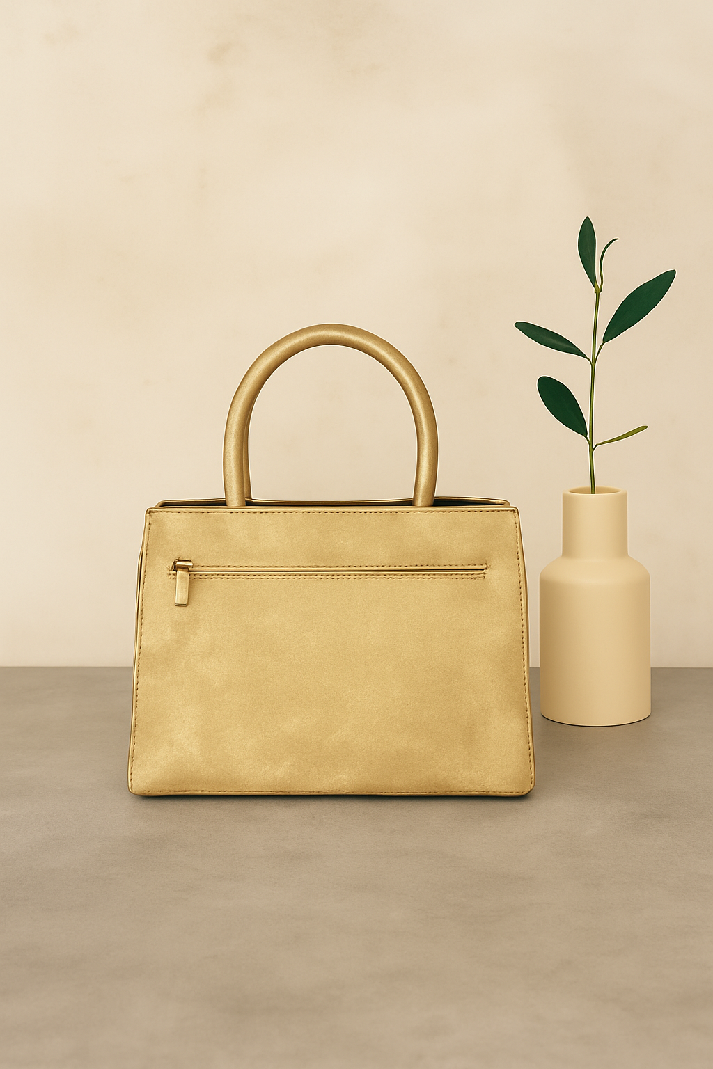 Structured Handbag with Round Flap & Detachable Strap