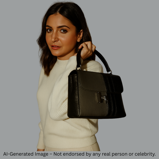 Elegant Black Leather Handbag – Celebrity Style
