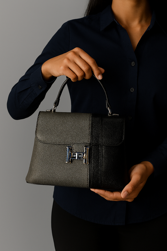 Elegant Black Leather Handbag – Celebrity Style