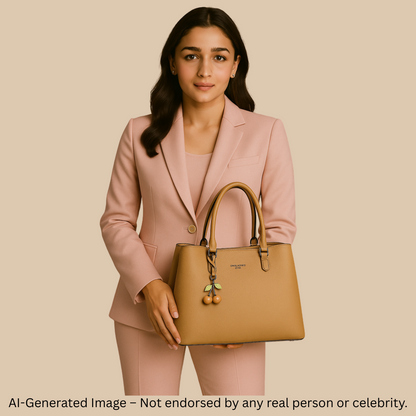 Black Cherry Charm Handbag – Elegant Faux Leather Tote