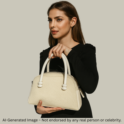 Textured Black Handbag with Scarf Detail