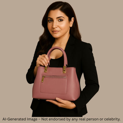 Classic Black Structured Handbag with Gold Detailing – Premium Finish