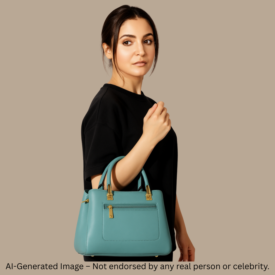 Classic Black Structured Handbag with Gold Detailing – Premium Finish