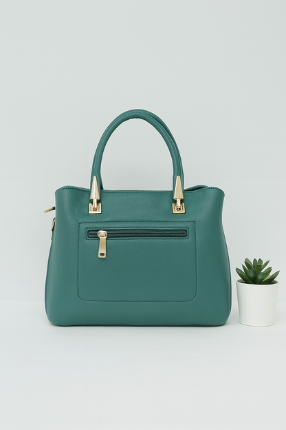 Classic Black Structured Handbag with Gold Detailing – Premium Finish