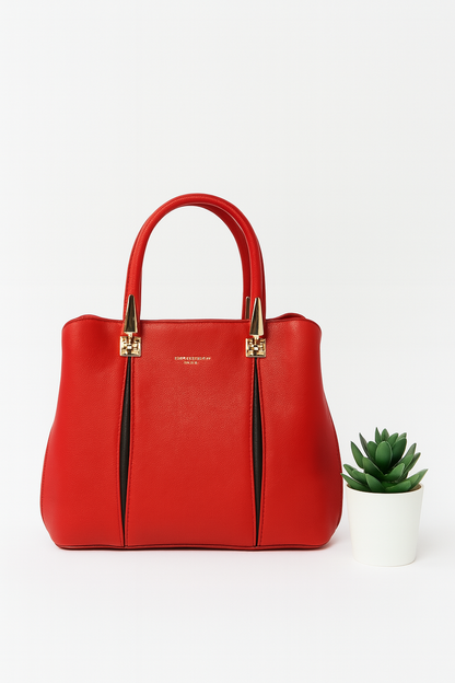 Classic Black Structured Handbag with Gold Detailing – Premium Finish
