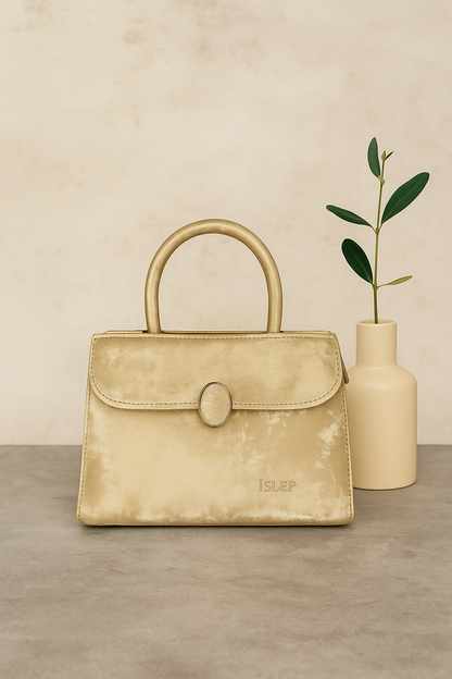 Structured Handbag with Round Flap & Detachable Strap
