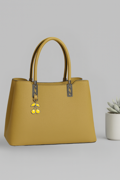 Black Cherry Charm Handbag – Elegant Faux Leather Tote